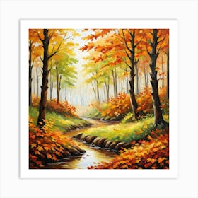 Forest In Autumn In Minimalist Style Square Composition 164 Art Print