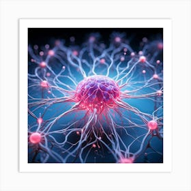 A Head Like 3d Render Nucleoli Luminescing In An Intricate Network Of Neural Connections Depicts A Art Print