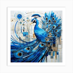 Blue Peacock Art Print