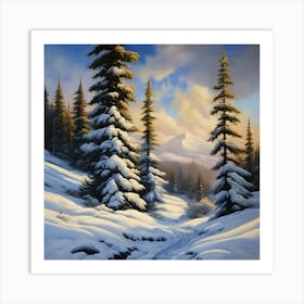 A Scottish Landscape, The Highlands in the Snow 2 Art Print