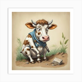 Cow On The Ground Art Print