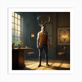 Deer In The Room 1 Art Print