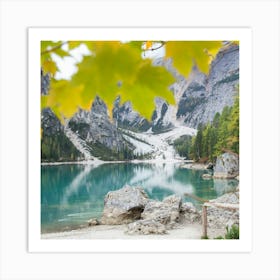 Dolomites Lake Braies Art Print