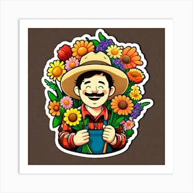 Farmer With Flowers Art Print