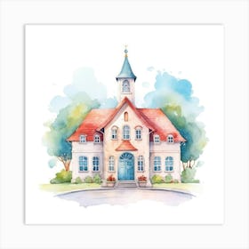 Watercolor Church Art Print