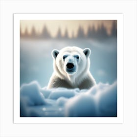 Taking a Peek, Bear Cub on the Frozen Snow Art Print