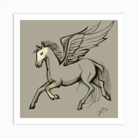 Pegasus Dynamic Sketch in Greek Mythology Art Print