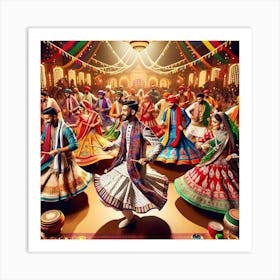 An Image Capturing The Vibrant Spirit Of Navratri With A Focus On Traditional Attire Art Print