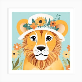 Floral Baby Lion Nursery Painting (4) Art Print