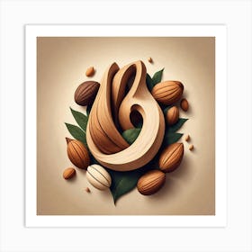 Letter A With Nuts And Leaves Art Print