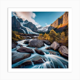 Waterfall In The Mountains 4 Art Print