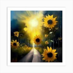 Sunflower Road 1 Art Print