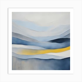 Abstract 'Blue And Yellow' Beach Art Print