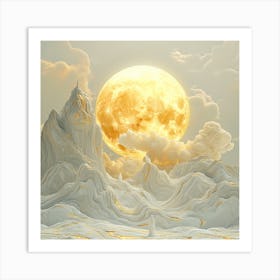 Golden Full Moon In The Sky Art Print