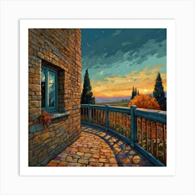 Sunset In Tuscany Art Print