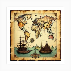 Old World Map Art Print