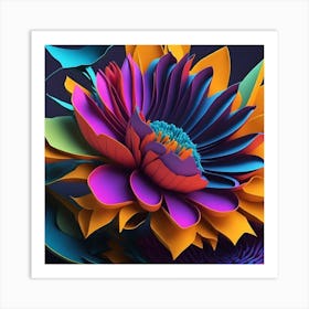 3d Flower Art Art Print