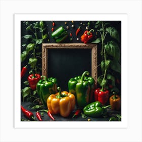 Colorful Peppers In A Frame 24 Art Print