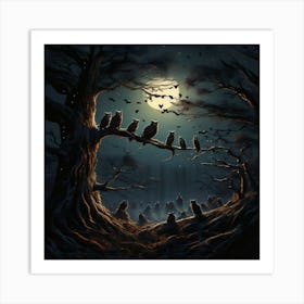 Owls In The Forest Art Print