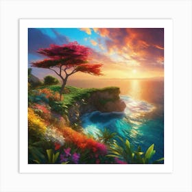 Sunset On The Cliff Art Print