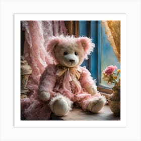 Pink Fun Time Teddy Art Print