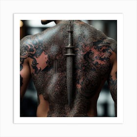 Back Tattoo Japanese Sword Art Print