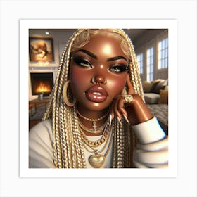 Black Girl With Braids 1 Art Print