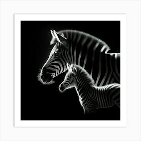 Zebra And Foal 2 Art Print