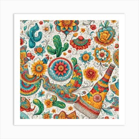 Mexican Floral Pattern Art Print