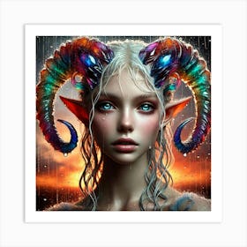 Elven Girl With Horns 22 Art Print