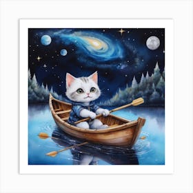 Cat In A Boat 15 Art Print