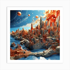 Cityscape In 3d Art Print