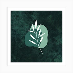 Leaf On A Green Background Art Print