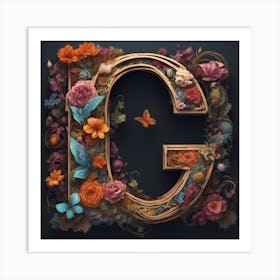 The Lettter D Made From An Intricately Painted Wooden Frame With Colorful Wood And Flowers, In Th (1) Art Print