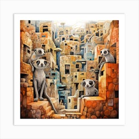 Meerkats In The City Art Print