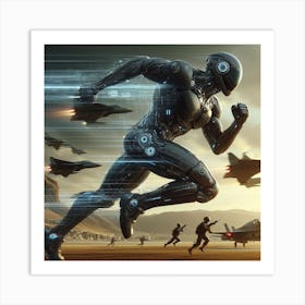 Futuristic Robots Running Art Print