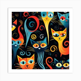 Colorful Cats 6 Art Print