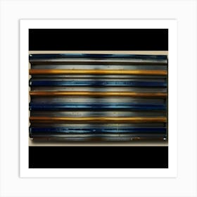 Blue And Gold Stripes Art Print