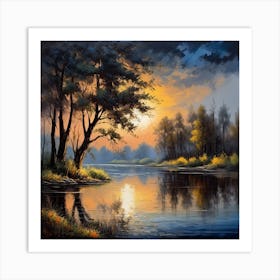 Sunset By The River 12 Art Print