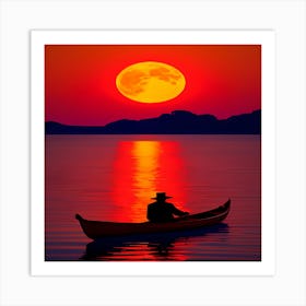 Canoe At Sunset Art Print