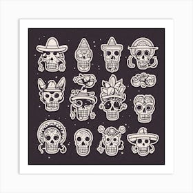 Day Of The Dead Skulls 5 Art Print