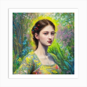 Girl In The Forest Art Print