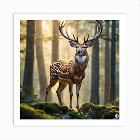 Deer In The Forest 80 Art Print