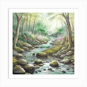 River In The Woods Art Print