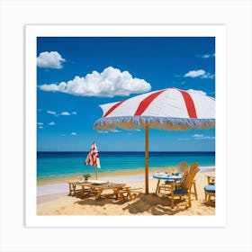 Beautiful Umbrella In Beach Art Print