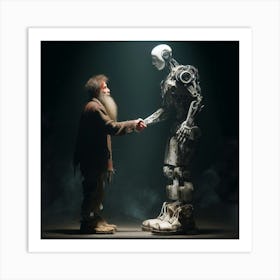 Man And A Robot Art Print