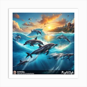 Dolphins In The Ocean 4 Art Print