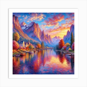 Sunset By The River Art Print