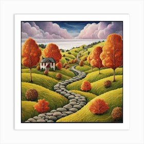 The Winding Road Home. In the middle of the meadows 5 Art Print