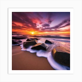 Sunset On The Beach 239 Art Print